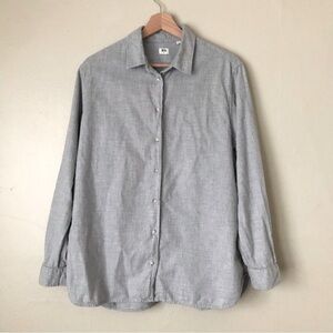 Uniqlo Gray Cotton Flannel Button-Down Shirt - Size Extra Large (XL)